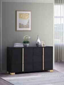 Marceline black and gold 6-drawer dresser – modern Art Deco bedroom furniture Tampa