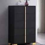 Marceline black and gold 5-drawer chest for modern bedroom furniture