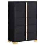 Marceline black and gold 5-drawer chest for modern bedroom furniture
