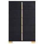 Marceline black and gold 5-drawer chest for modern bedroom furniture