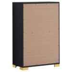 Marceline black and gold 5-drawer chest for modern bedroom furniture