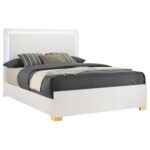 White and gold queen bed with LED headboard – Marceline Queen Bed