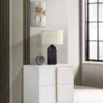White and gold modern nightstand with two drawers – Marceline bedroom furniture