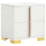 White and gold modern nightstand with two drawers – Marceline bedroom furniture