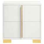 White and gold modern nightstand with two drawers – Marceline bedroom furniture