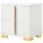 White and gold modern nightstand with two drawers – Marceline bedroom furniture
