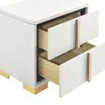 White and gold modern nightstand with two drawers – Marceline bedroom furniture