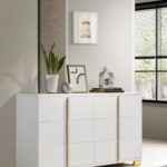 Modern white and gold dresser with six drawers – Marceline bedroom furniture Tampa