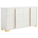 Modern white and gold dresser with six drawers – Marceline bedroom furniture Tampa