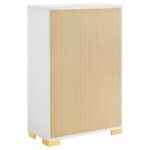 Marceline white and gold 5-drawer chest with modern vertical gold handles – glam bedroom furniture in Tampa