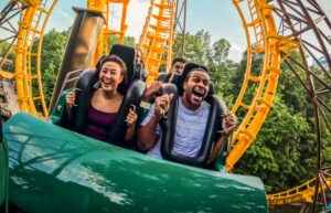 People screaming on roller coaster at Busch Gardens Tampa