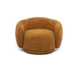 Andrew orange accent chair with rounded arms and modern curves