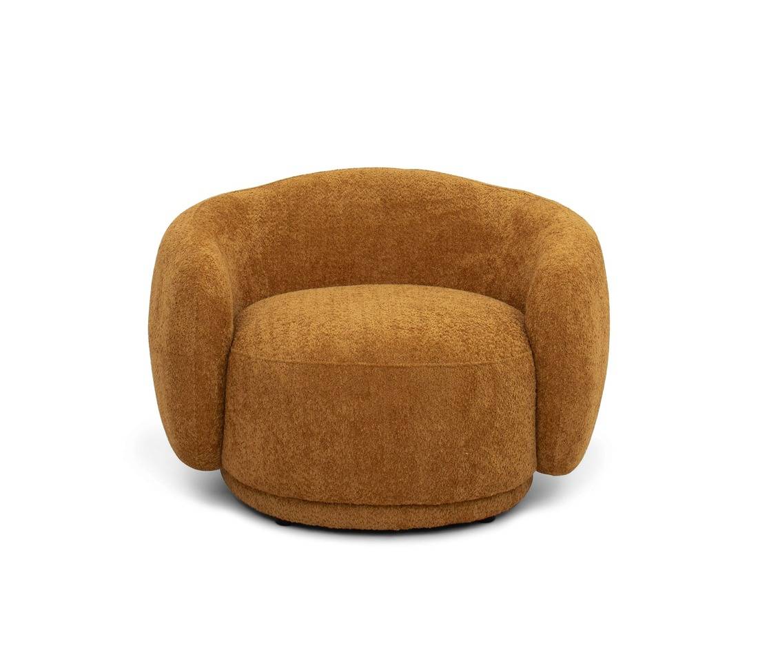 Andrew orange accent chair with rounded arms and modern curves