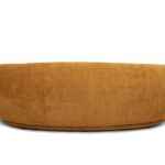 Andrew orange fabric sofa with rounded arms and mid-century design