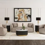 Townsend 3-piece chenille latte sofa set with sofa, loveseat, and armchair