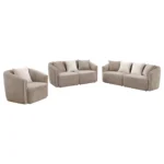 Townsend 3-piece chenille latte sofa set with sofa, loveseat, and armchair