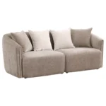 Townsend latte chenille upholstered sofa with curved shelter arms and tight cushions