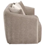 Townsend latte chenille upholstered sofa with curved shelter arms and tight cushions