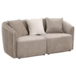 Townsend loveseat upholstered in latte chenille with curved arms and tailored cushions