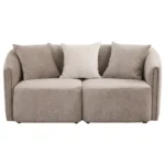 Townsend loveseat upholstered in latte chenille with curved arms and tailored cushions