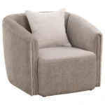 Townsend armchair in latte chenille with curved back and modern design