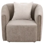 Townsend armchair in latte chenille with curved back and modern design