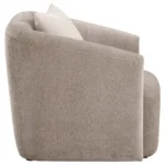 Townsend armchair in latte chenille with curved back and modern design