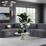 Brookside 2-Piece Gray Velvet Sofa Set with Gold Accents – Modern Contemporary Design