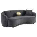 Brookside Gray Velvet Sofa with Gold Accents – Comfortable Modern Sofa