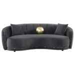 Brookside Gray Velvet Sofa with Gold Accents – Comfortable Modern Sofa