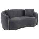 Brookside Gray Velvet Loveseat with Gold Accents – Modern Two-Seater