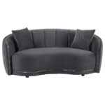 Brookside Gray Velvet Loveseat with Gold Accents – Modern Two-Seater