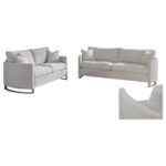 Corliss beige velvet sofa with gold legs and curved arms