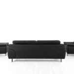 Divani Casa Grange 3-piece modern black leather sofa set with silver legs