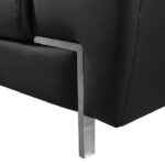 Grange black leather 3-seater sofa with silver legs and adjustable headrests
