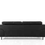Grange black leather 3-seater sofa with silver legs and adjustable headrests
