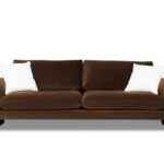 Divani Casa Bentley modern brown velvet sofa with round arms and pillow backrest