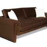 Divani Casa Bentley modern brown velvet sofa with round arms and pillow backrest