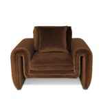 Divani Casa Bentley brown velvet armchair with rounded arms and modern design