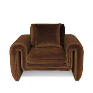 Divani Casa Bentley brown velvet armchair with rounded arms and modern design