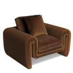 Divani Casa Bentley brown velvet armchair with rounded arms and modern design