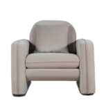 Gaston taupe velvet accent armchair with gold metal legs