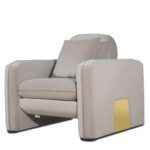 Gaston taupe velvet accent armchair with gold metal legs