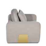 Gaston taupe velvet accent armchair with gold metal legs
