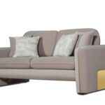 Gaston modern taupe loveseat with velvet upholstery and gold metal base