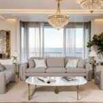Gaston 3-piece taupe velvet sofa set with gold metal accents – includes sofa, loveseat, and armchair