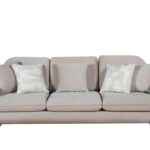 Gaston taupe velvet sofa with brass gold legs
