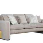 Gaston taupe velvet sofa with brass gold legs