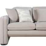 Gaston taupe velvet sofa with brass gold legs
