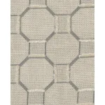 Close-up of the hexagon patterned throw pillow fabric included with the Akcay gray aluminum outdoor sofa